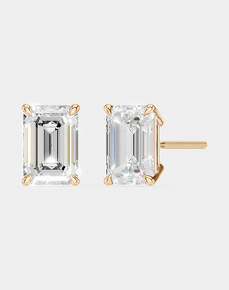 Clark 2ct emerald cut diamond studs in 18ct rose gold