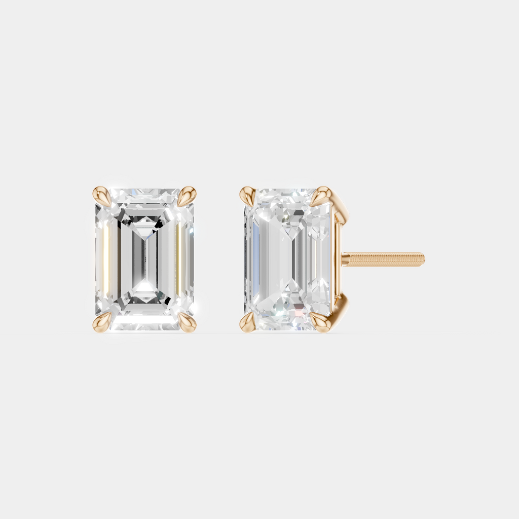 Clark 2ct emerald cut diamond studs in 18ct rose gold