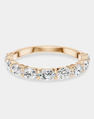 Hastings 0.10ct oval East-West half set wedding band in 18ct rose gold