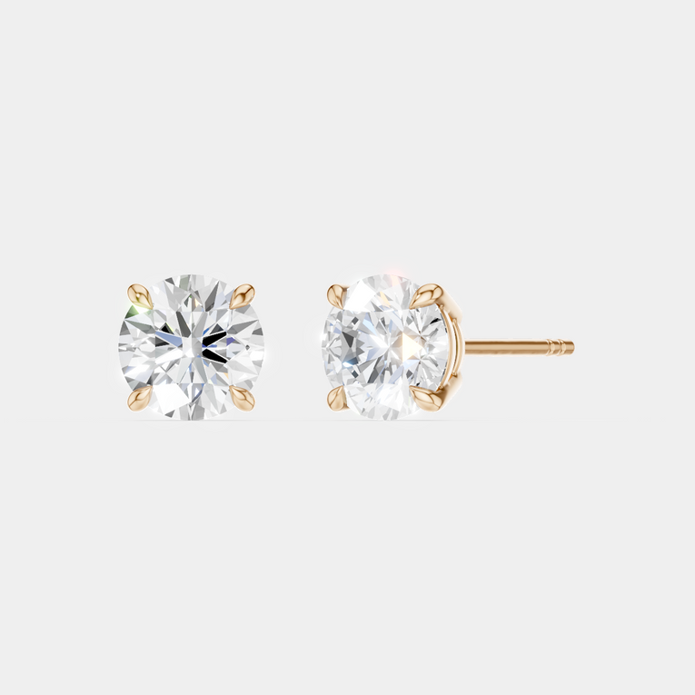 Dean 1ct round brilliant cut diamond studs in 18ct rose gold