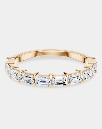 James 0.10ct Emerald Cut East-West Half Set Wedding Band 18ct rose gold
