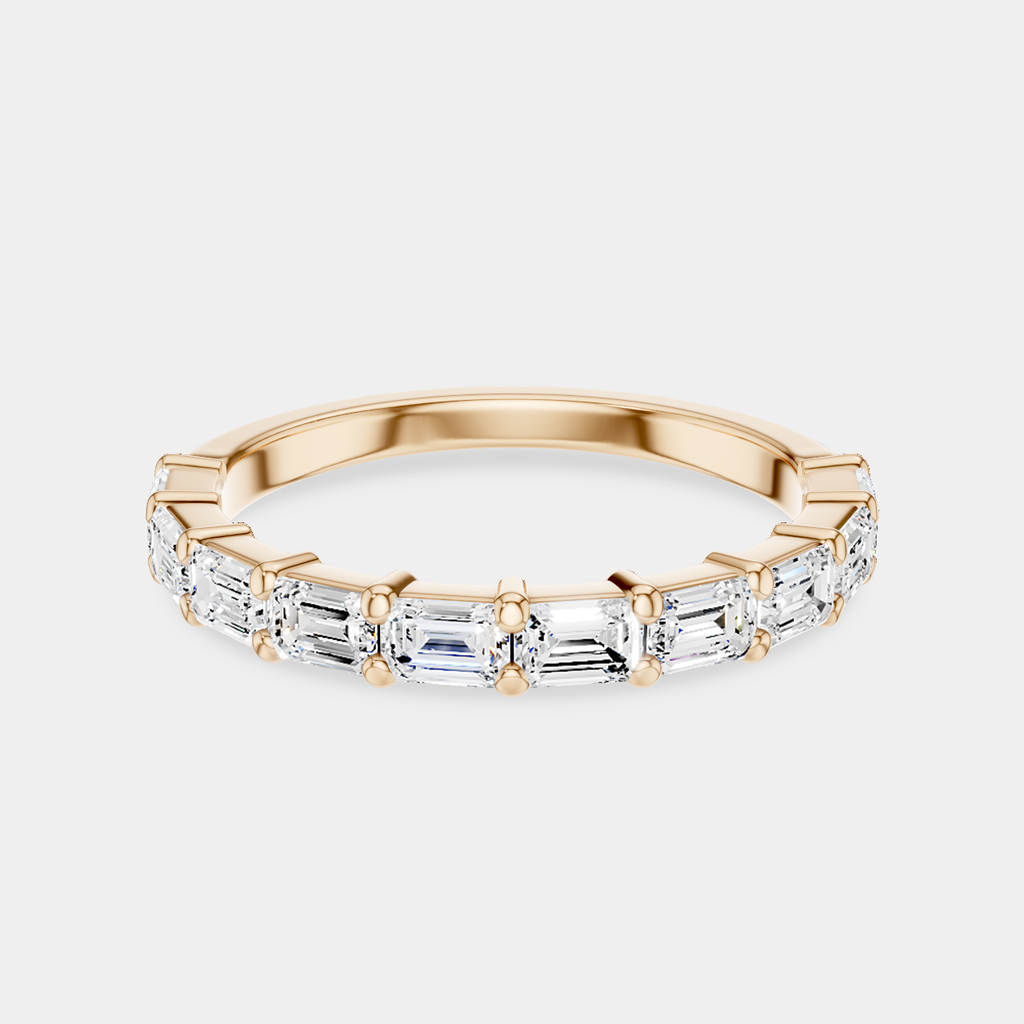 James 0.10ct Emerald Cut East-West Half Set Wedding Band 18ct rose gold