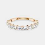 James 0.10ct Emerald Cut East-West Half Set Wedding Band 18ct rose gold