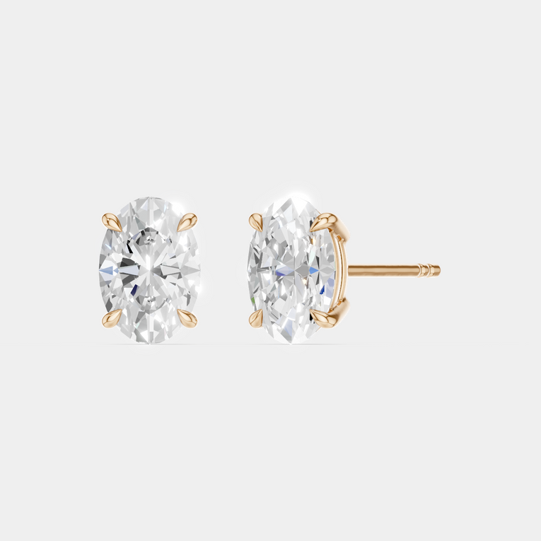 Madison 1ct oval cut diamond studs in 18ct rose gold