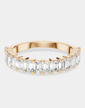 Vista 0.10ct Emerald Cut North-South Half Set Wedding Band 18ct rose gold