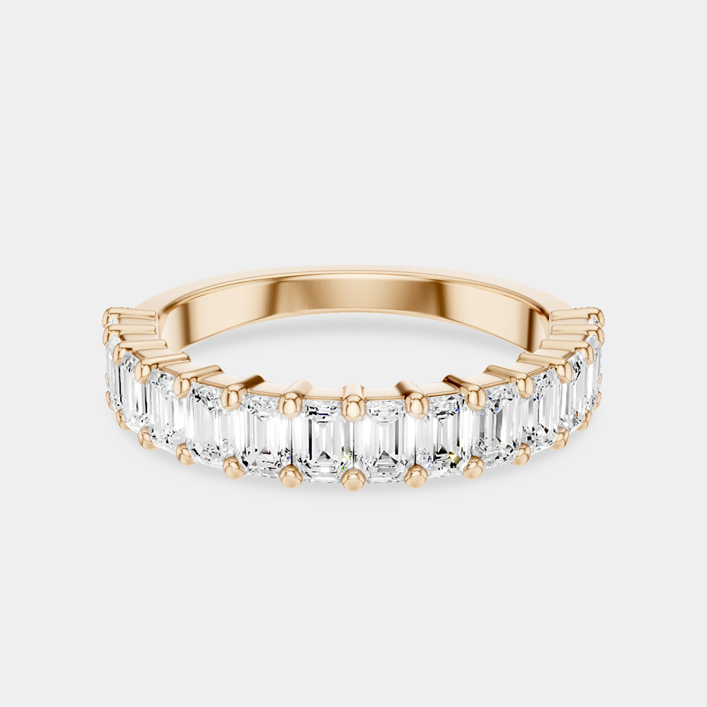 Vista 0.10ct Emerald Cut North-South Half Set Wedding Band 18ct rose gold