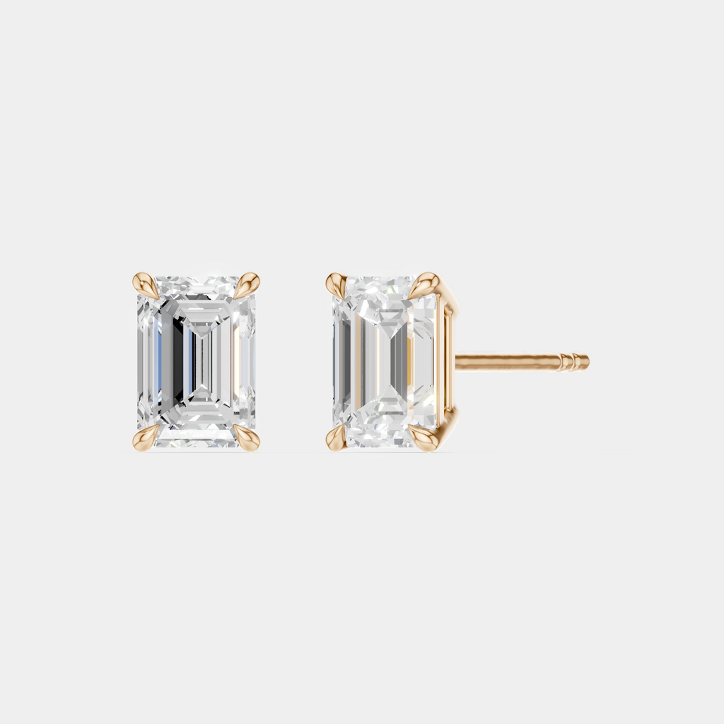 Chelsea 1ct emerald cut diamond studs in 18ct rose gold