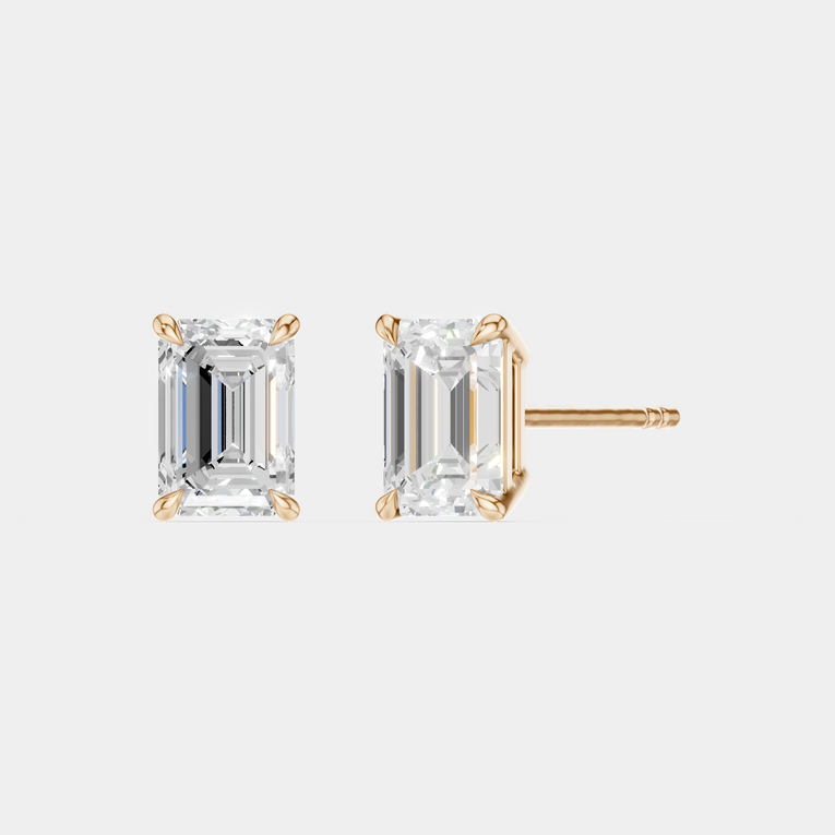 Chelsea 1ct emerald cut diamond studs in 18ct rose gold