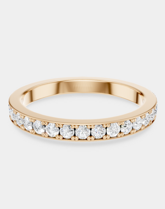 Lennox 1.8mm Round Brilliant Grain Set Half Set Wedding Band in 18ct rose gold