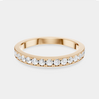 Lennox 1.8mm Round Brilliant Grain Set Half Set Wedding Band in 18ct rose gold