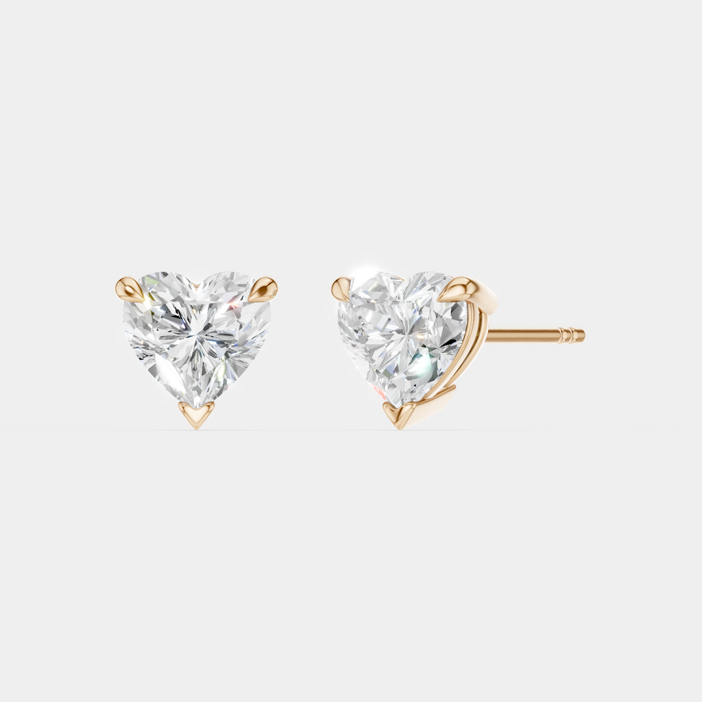 Kensington 1ct heart shape diamond studs in 18ct rose gold