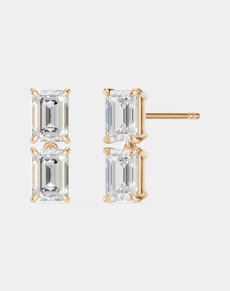 Charlot double 0.50ct emerald cut drop earrings in 18ct rose gold