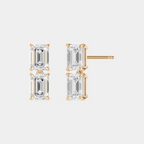 Charlot double 0.50ct emerald cut drop earrings in 18ct rose gold