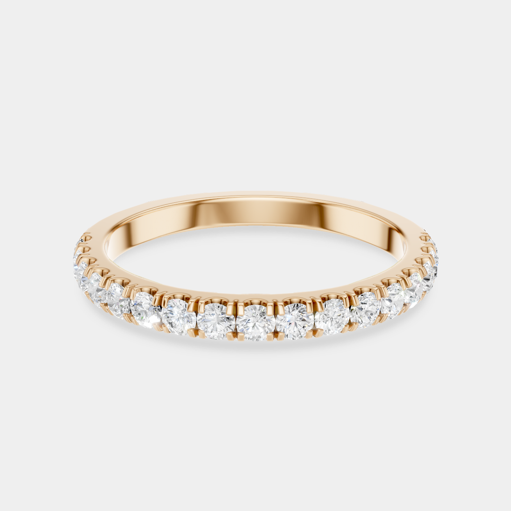Carson 1.8mm round brilliant half set wedding band in 18ct rose gold