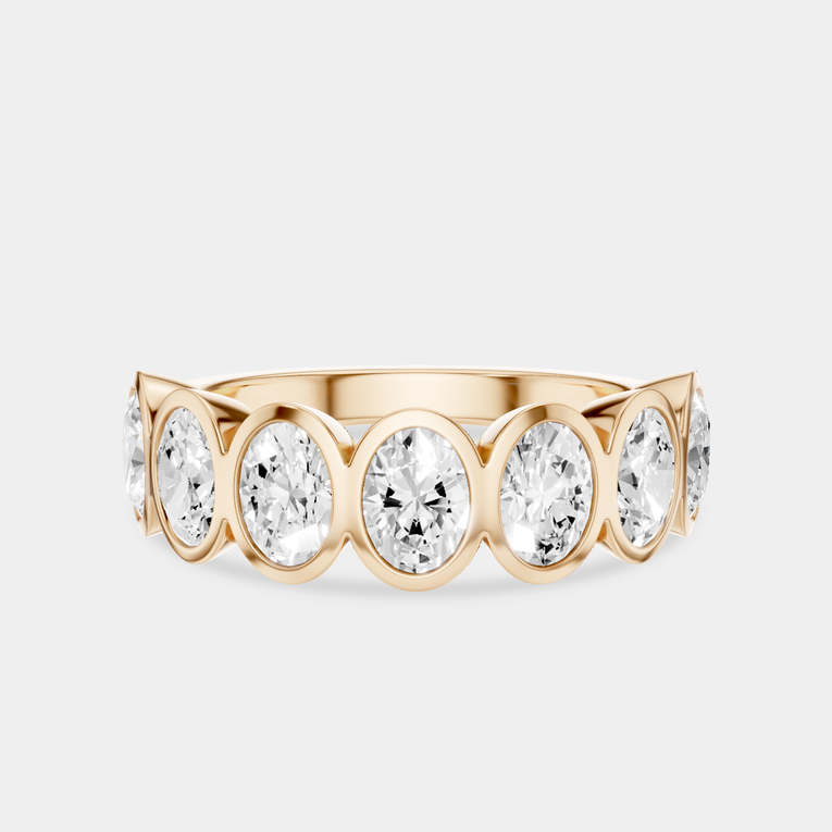 Tournon 0.20ct oval bezel set half eternity band in 18ct rose gold