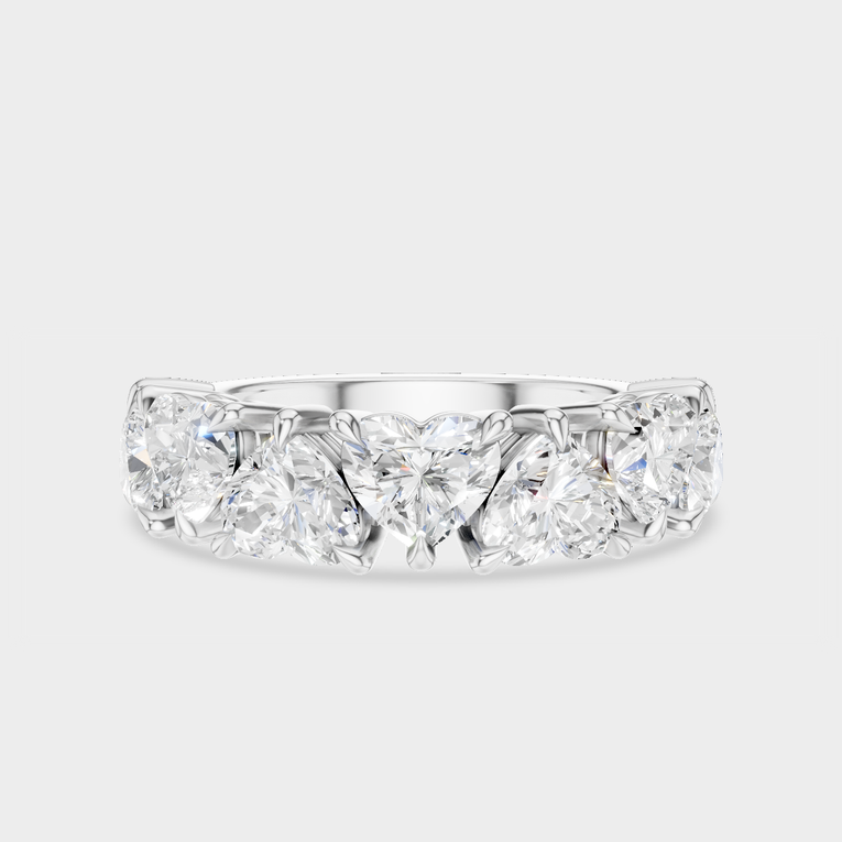 Melrose 0.50ct heart shape half eternity band in platinum