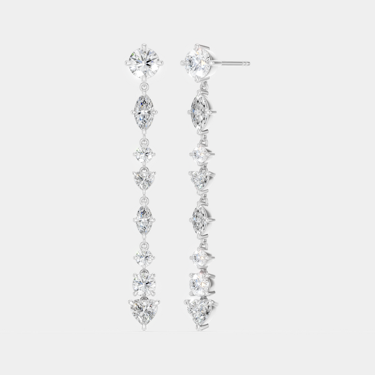 Noho mixed shape statement drop earrings in 18ct white gold 