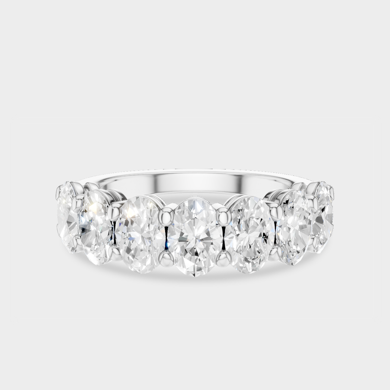 Cler 0.30ct oval half eternity band in 18ct white gold 