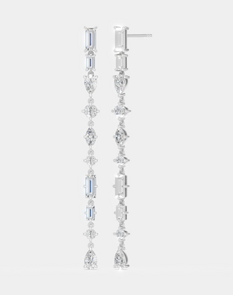Baguette pear round marquise drops Tribeca by LOHR in 18ct white gold