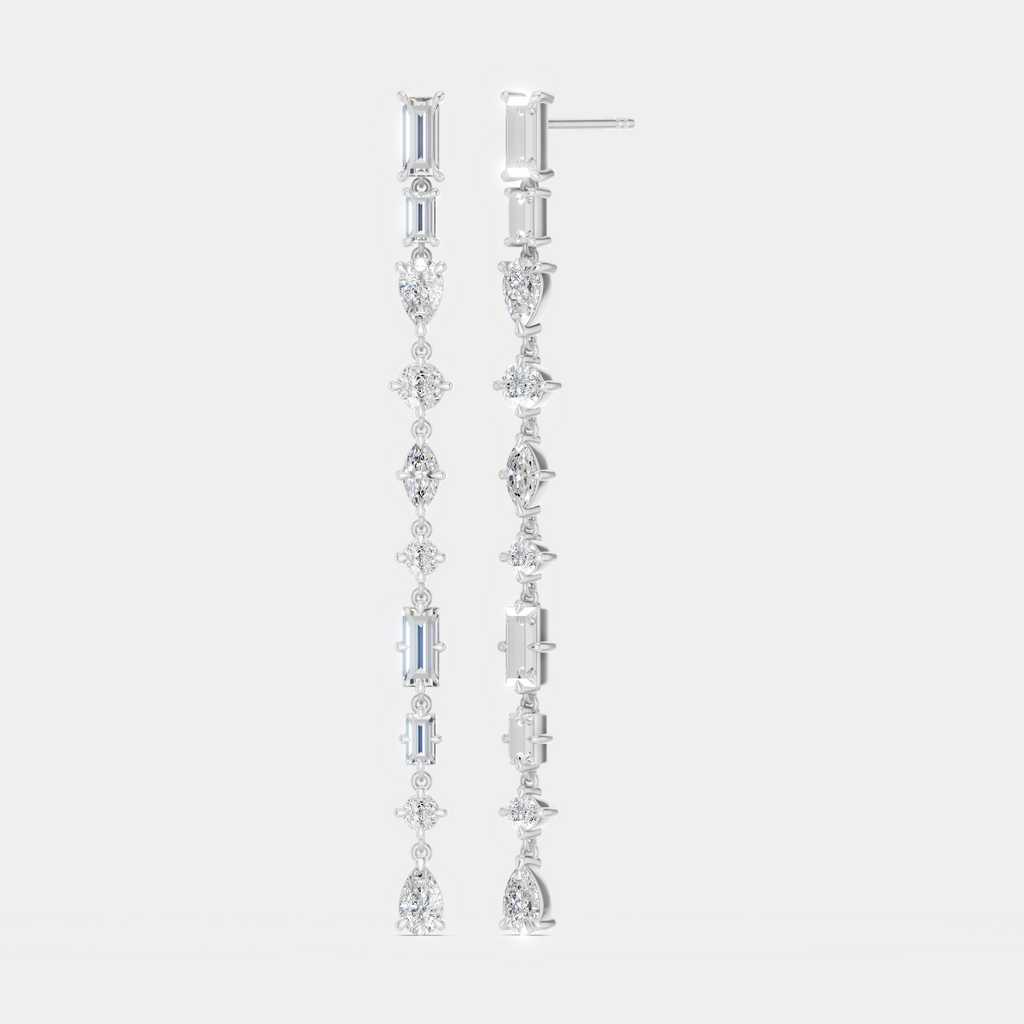 Baguette pear round marquise drops Tribeca by LOHR in 18ct white gold