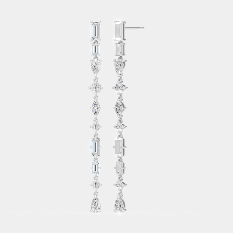 Baguette pear round marquise drops Tribeca by LOHR in 18ct white gold
