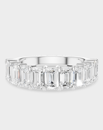 Soho 0.30ct emerald cut half eternity band in platinum