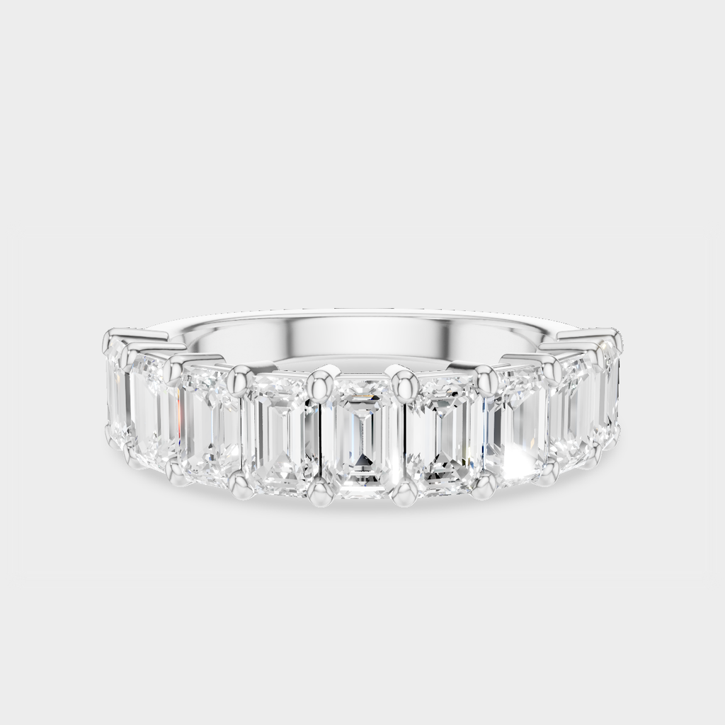 Soho 0.30ct emerald cut half eternity band in platinum