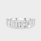 Soho 0.30ct emerald cut half eternity band in platinum