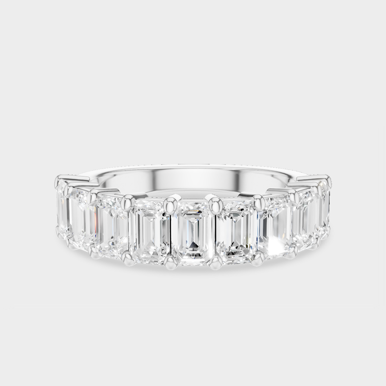 Soho 0.30ct emerald cut half eternity band in platinum