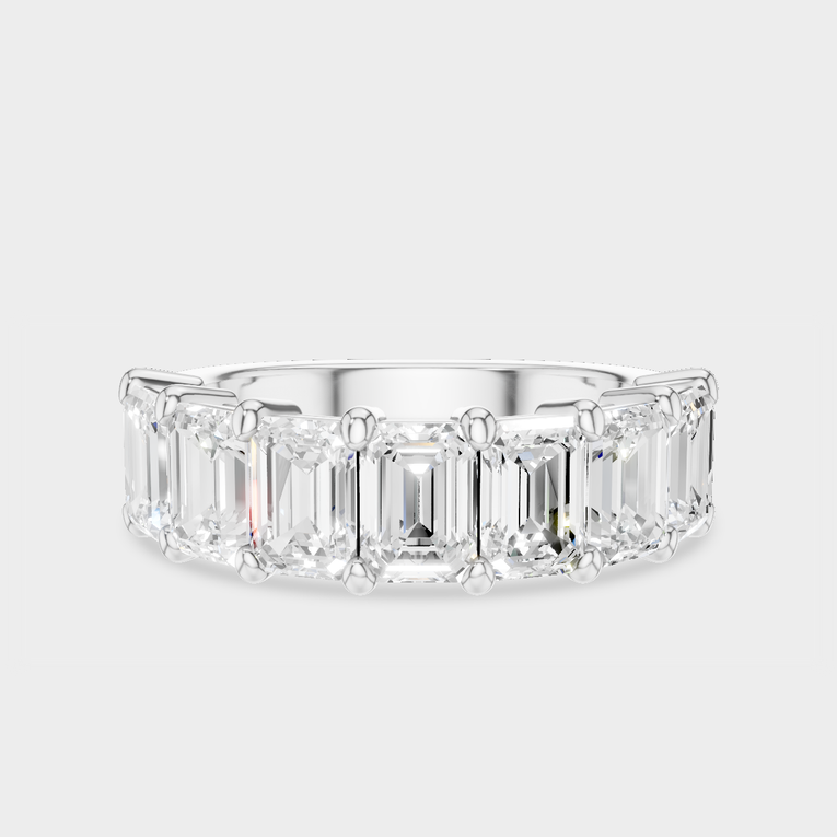 Soho 0.50ct emerald cut half eternity band in 18ct white gold