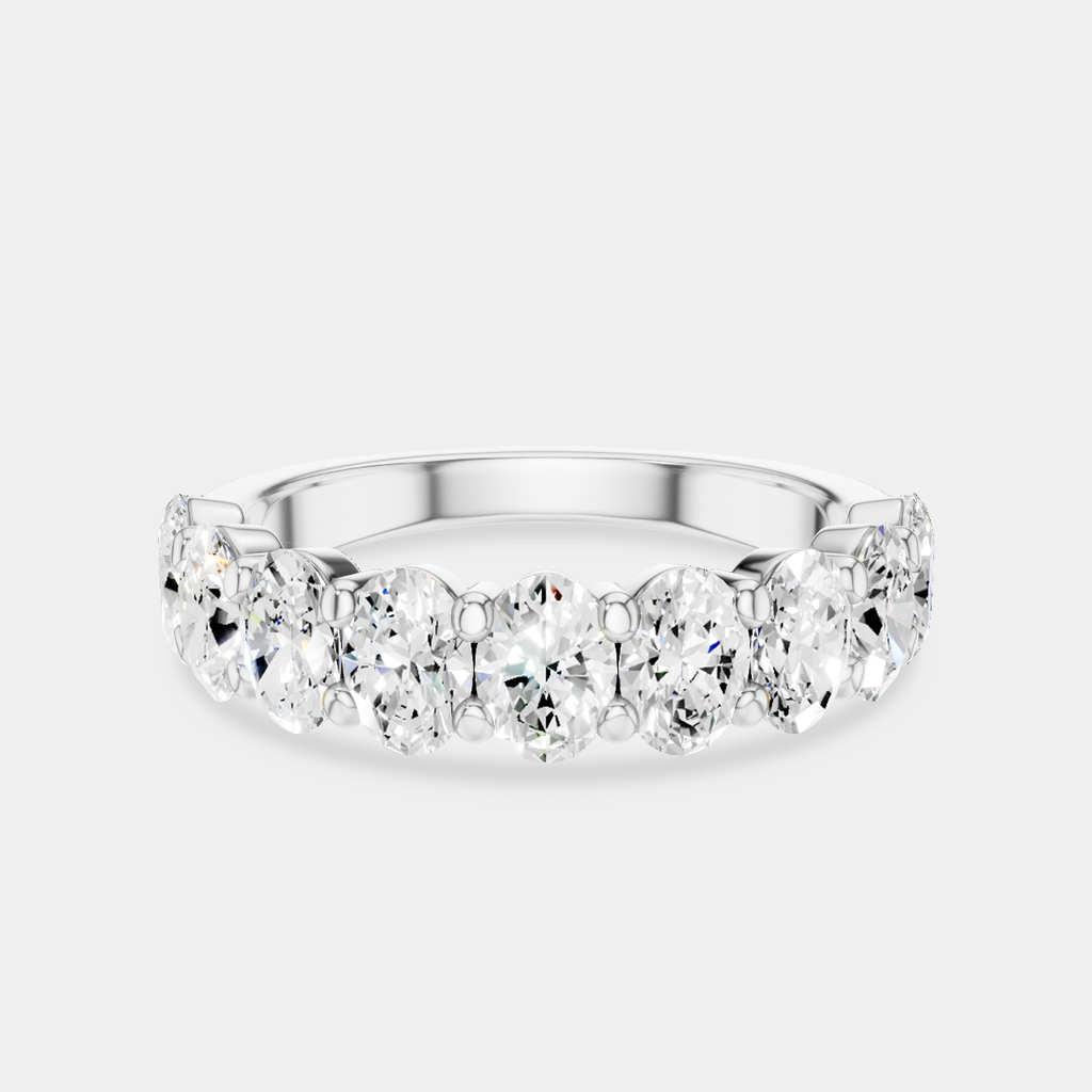 Cler 0.20ct oval half eternity band in 18ct white gold