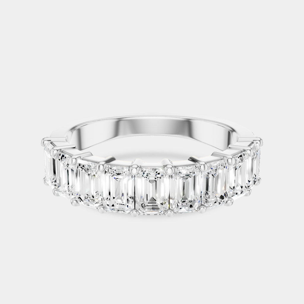 Soho 0.20ct emerald cut half eternity band in 18ct white gold