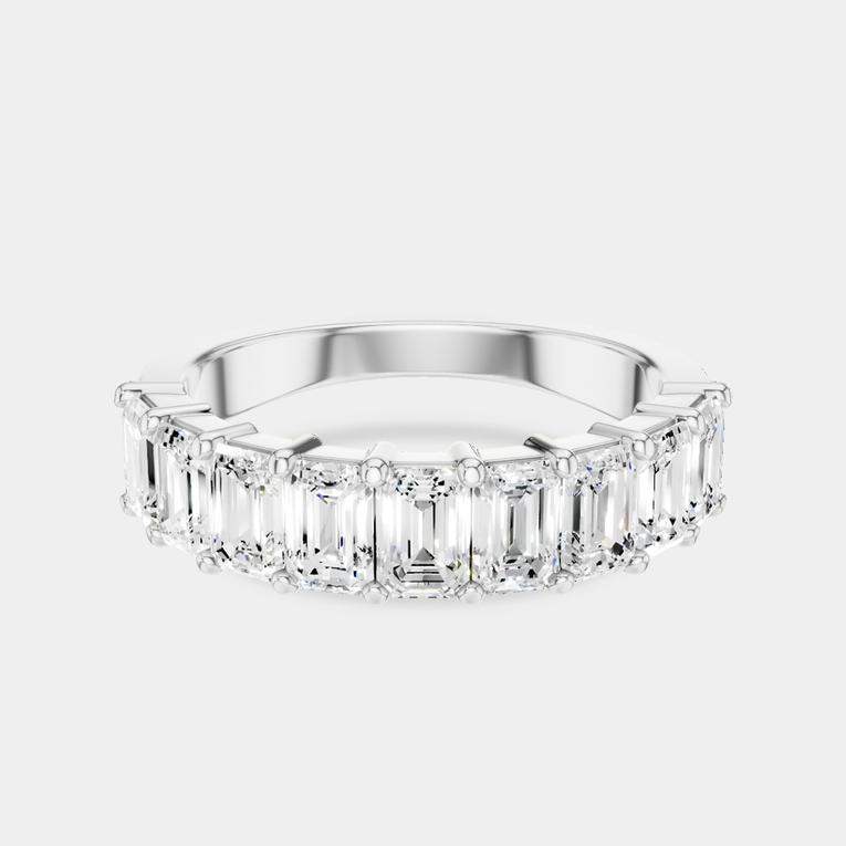 Soho 0.20ct emerald cut half eternity band in 18ct white gold
