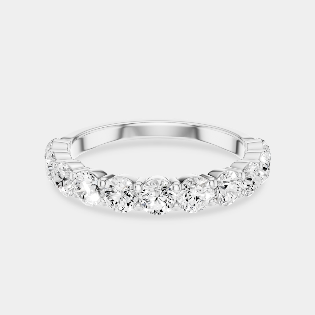 Paddington 3mm round brilliant half set wedding band in 18ct white gold