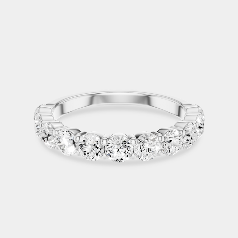Paddington 3mm round brilliant half set wedding band in 18ct white gold
