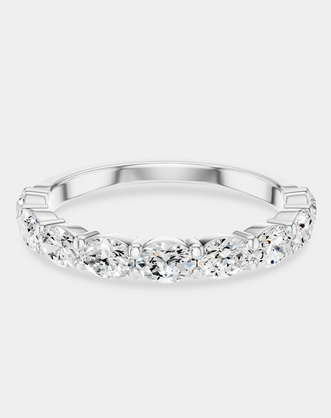 Hastings 0.10ct oval East-West half set wedding band in platinum