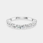 Hastings 0.10ct oval East-West half set wedding band in platinum