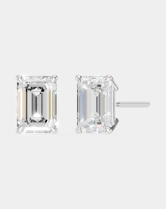Clark 2ct emerald cut diamond studs in 18ct white gold