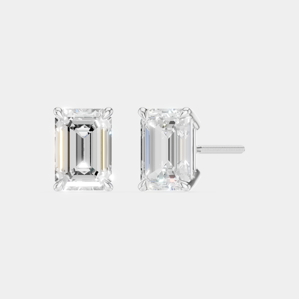 Clark 2ct emerald cut diamond studs in 18ct white gold