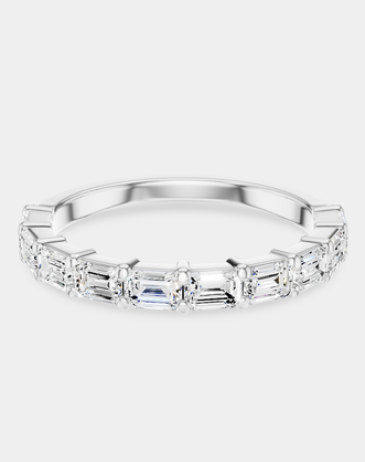 James 0.10ct Emerald Cut East-West Half Set Wedding Band platinum