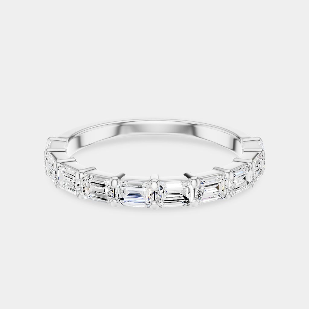 James 0.10ct Emerald Cut East-West Half Set Wedding Band platinum