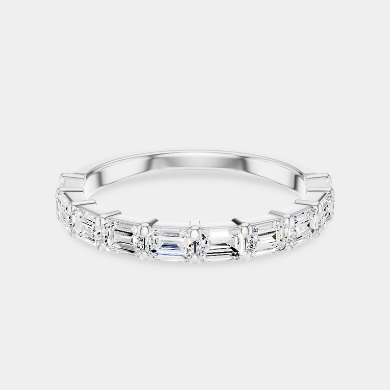 James 0.10ct Emerald Cut East-West Half Set Wedding Band platinum