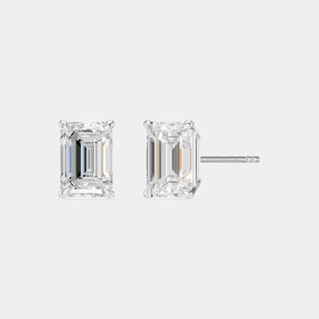 Chelsea 1ct emerald cut diamond studs in 18ct white gold