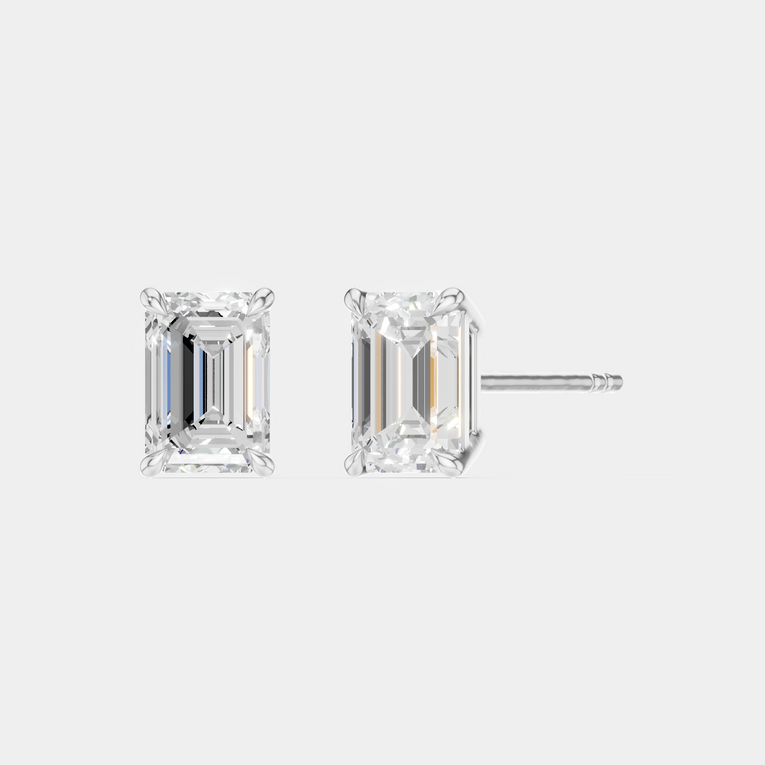 Chelsea 1ct emerald cut diamond studs in 18ct white gold