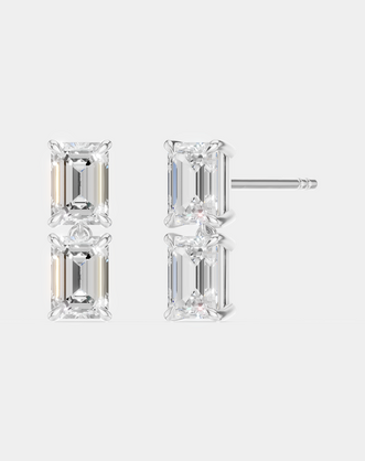 Charlot double 0.50ct emerald cut drop earrings in 18ct white gold