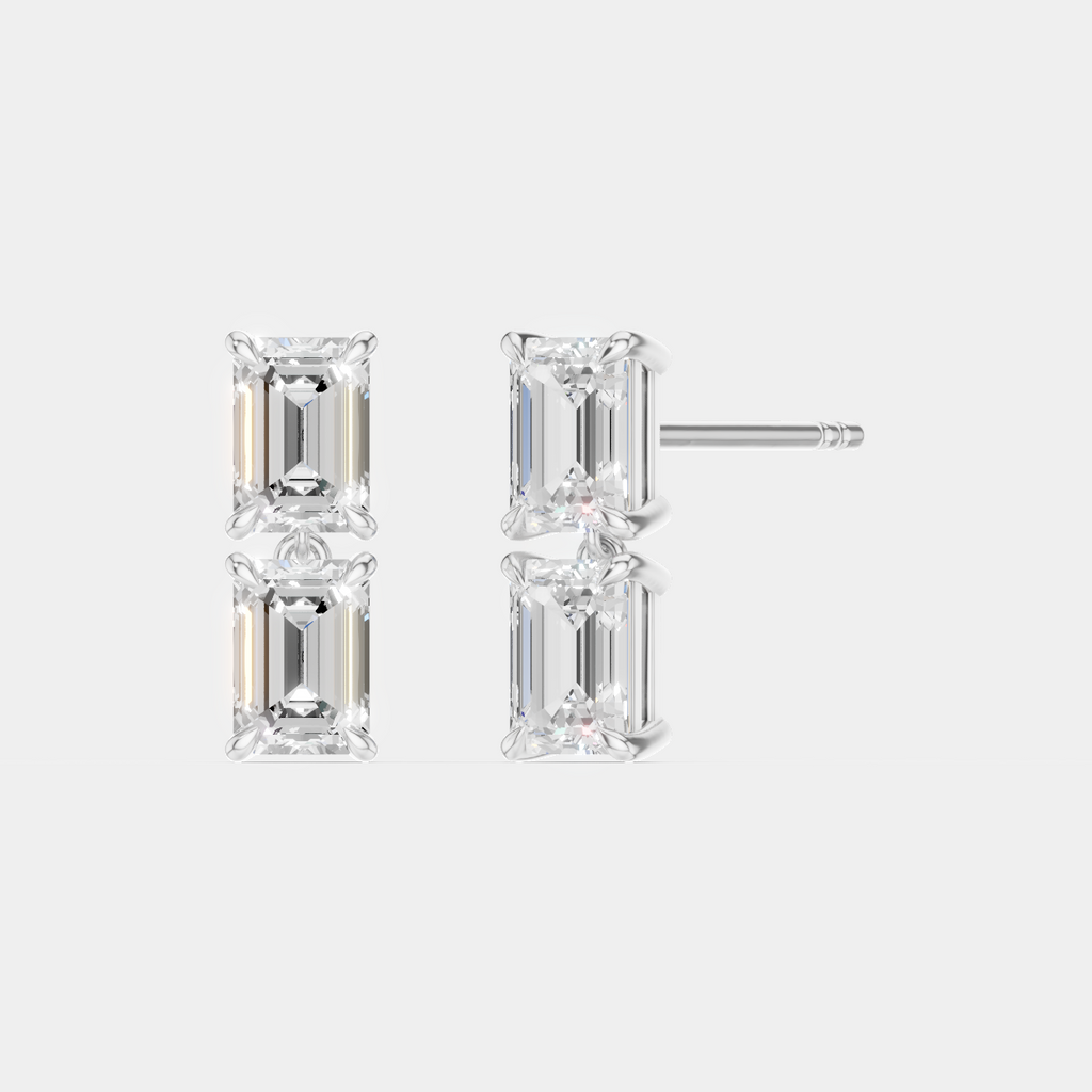 Charlot double 0.50ct emerald cut drop earrings in 18ct white gold