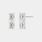 Charlot double 0.50ct emerald cut drop earrings in 18ct white gold