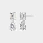Madame 0.50ct emerald pear cut drop earrings in 18ct white gold