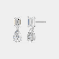 Madame 0.50ct emerald pear cut drop earrings in 18ct white gold