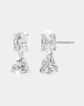 Addison 0.50ct oval heart shape drop earrings in 18ct white gold
